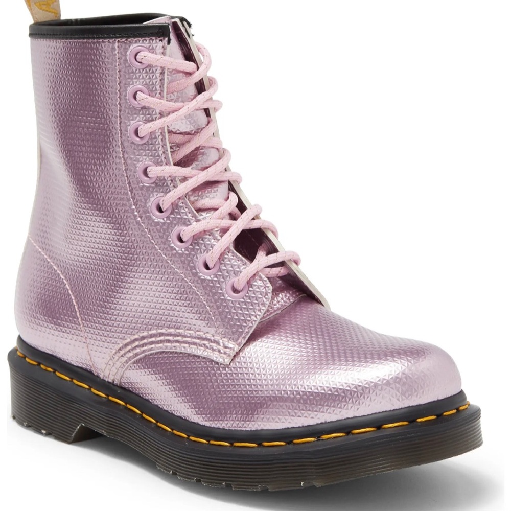 Dr. Martens 1460 Vegan Aluminix Embossed Combat Boot (Unisex) Pink Lavender (9)